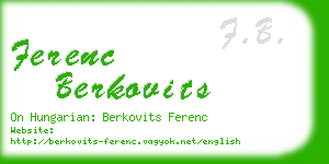 ferenc berkovits business card